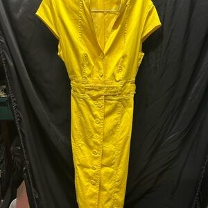 Calvin Klein Vibrant Yellow Midi Dress